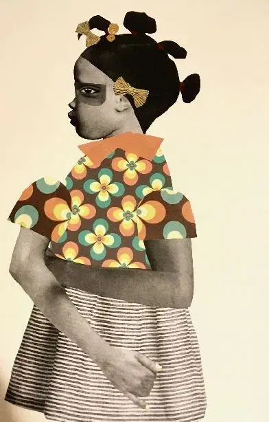 DEBORAH ROBERTS — Half Embrace, 2017. Mixed media et collage sur papier.