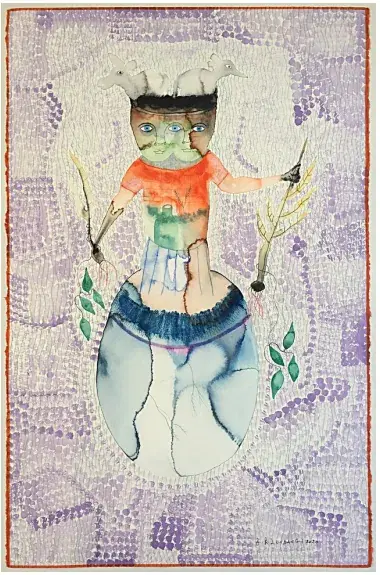 FRANCK LUNDANGI — Same Questions, 2020. Aquarelle et encre sur papier.