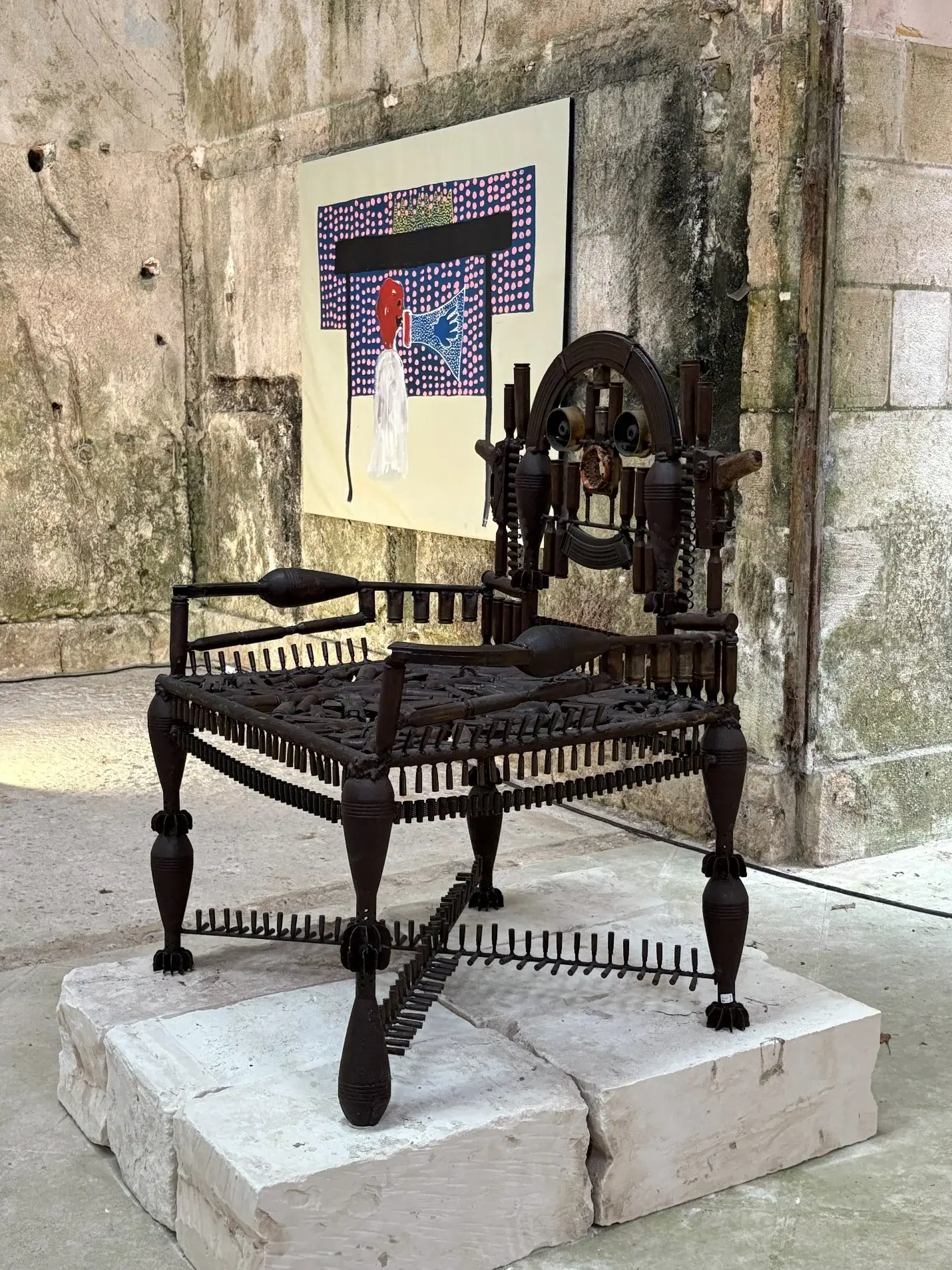 Gonçalo Mabunda’s throne assembled from decommissioned weapons.