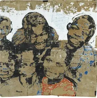ARMAND BOUA — Les bras Môgô du ghetto 1, 2016. Goudron et acrylique sur carton.