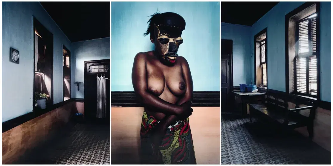 LÉONCE RAPHAEL AGBODJELOU — Untitled triptych, Demoiselles de Porto Novo Series, 2012. Impression chromogénique.