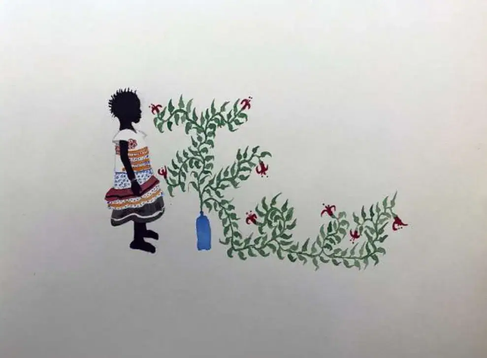 SAIDOU DICKO — La coiffure hérisson, 2021. Aquarelle sur papier.