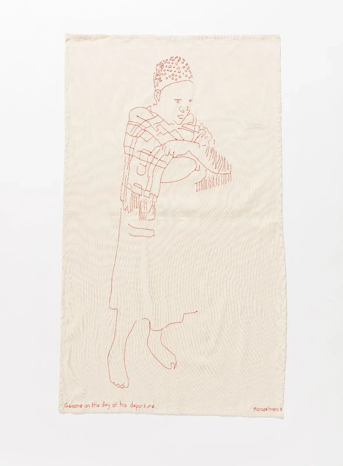 SENZENI MARASELA — Waiting for Gebane, 2016. Broderie de coton sur drap de kaffir.