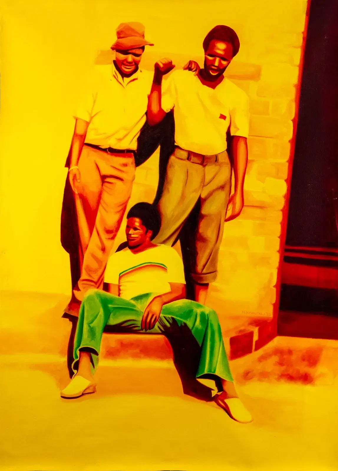 MASHUDU NEVHUTALU — Bored at home, 2022. Huile sur toile.